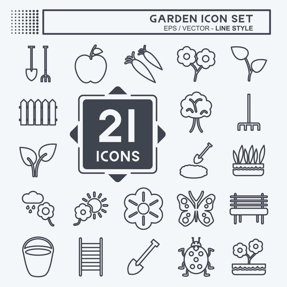 conjunto de iconos de jardín. adecuado para el símbolo del jardín. estilo de línea diseño simple editable. vector de plantilla de diseño. ilustración de símbolo simple