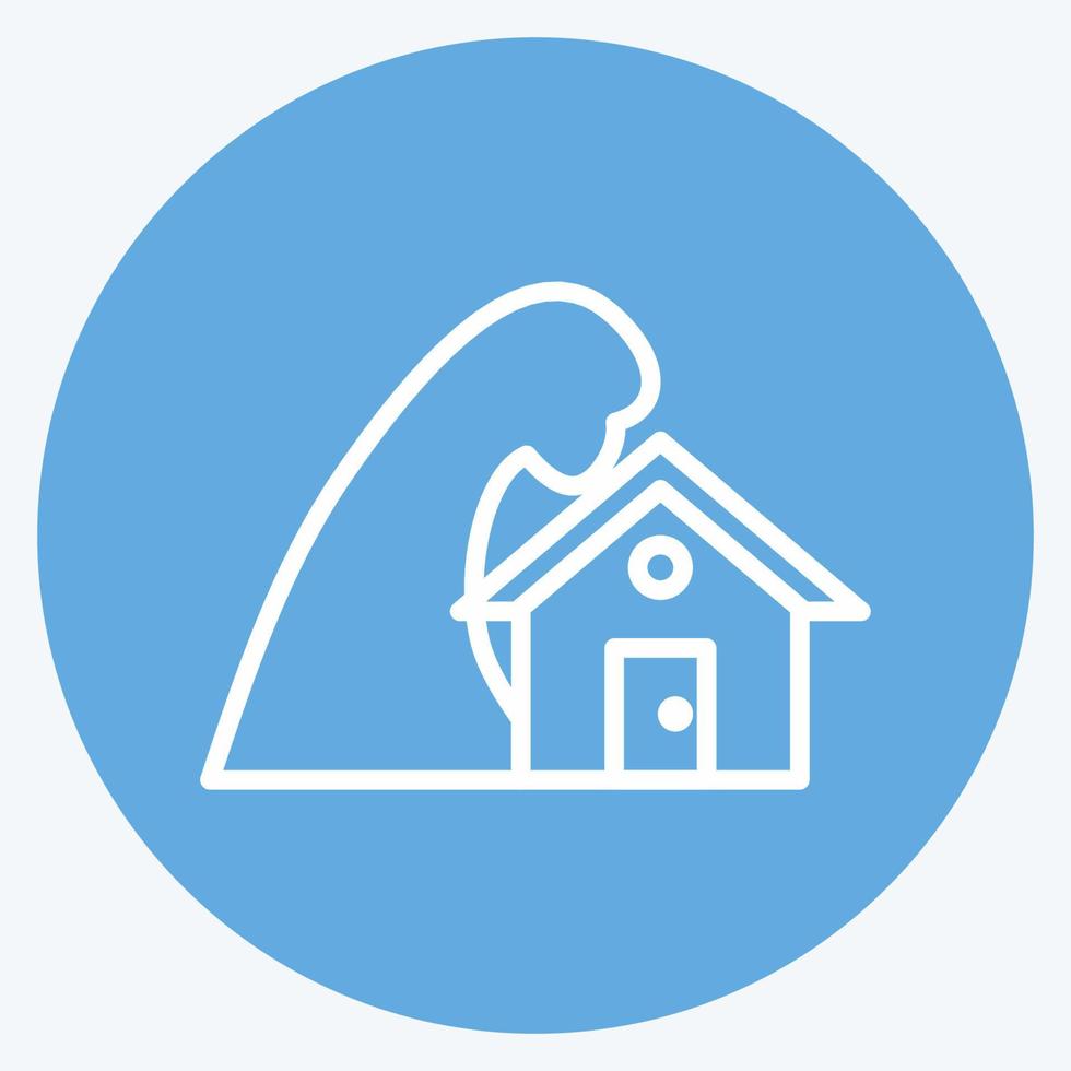 Icon Storm Hitting House. suitable for disasters symbol. blue eyes style. simple design editable. design template vector. simple symbol illustration vector