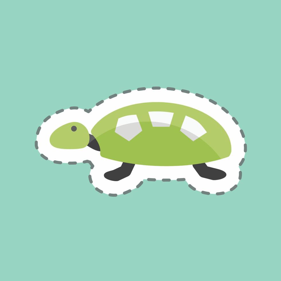 línea de etiqueta cortada tortuga. adecuado para el símbolo del mar. diseño simple editable. vector de plantilla de diseño. ilustración de símbolo simple