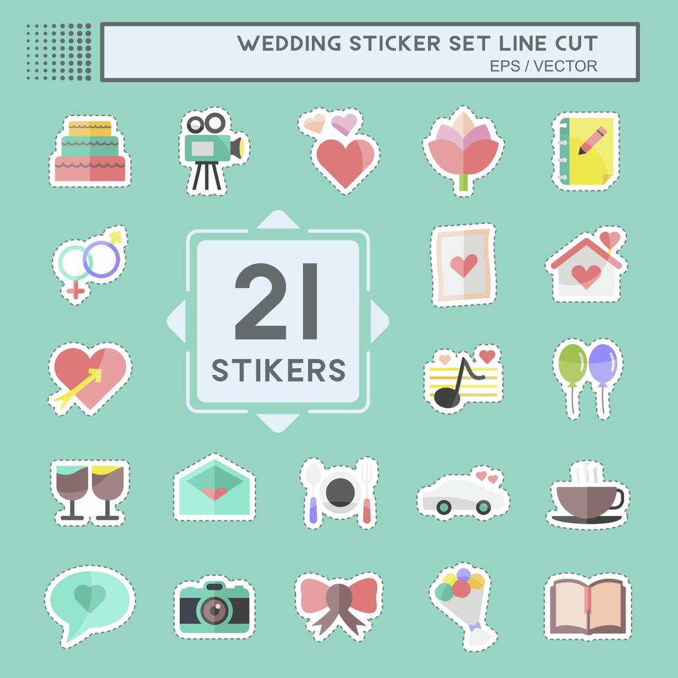 Wedding Sticker line cut Set. suitable for Mobile Apps symbol. simple design editable. design template vector. simple symbol illustration vector