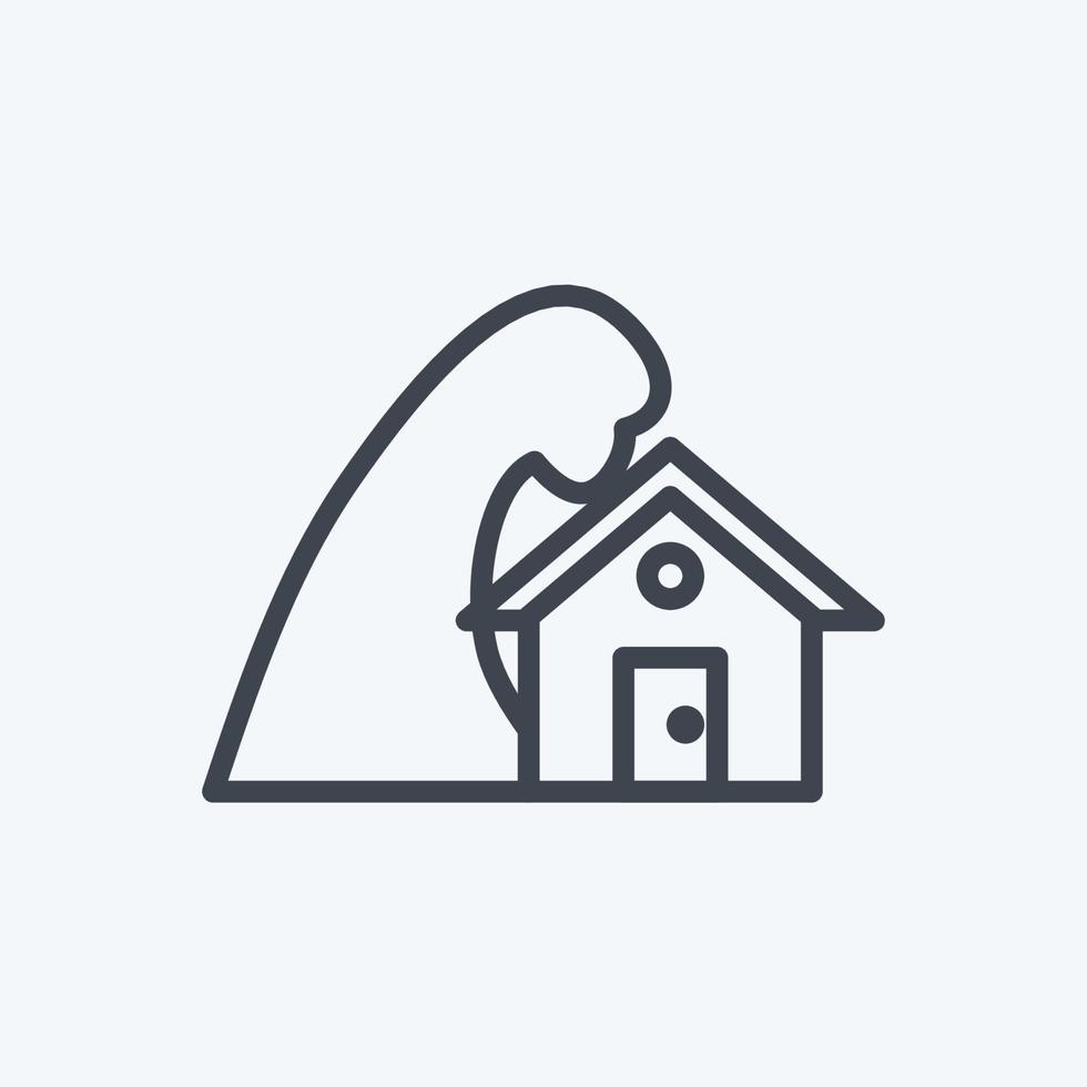 Icon Storm Hitting House. suitable for disasters symbol. line style. simple design editable. design template vector. simple symbol illustration vector