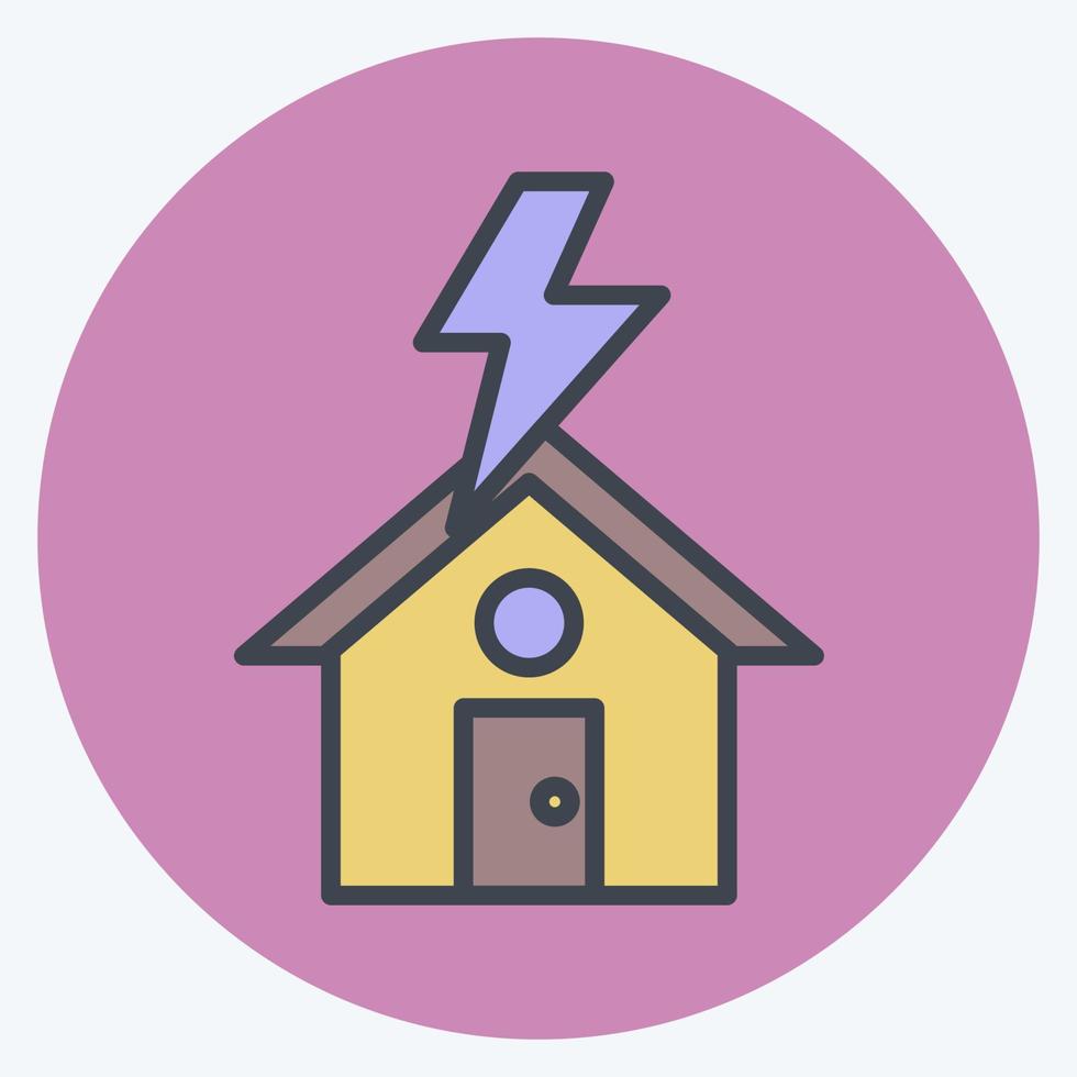 Icon Lightning Striking House. suitable for disasters symbol. color mate style. simple design editable. design template vector. simple symbol illustration vector