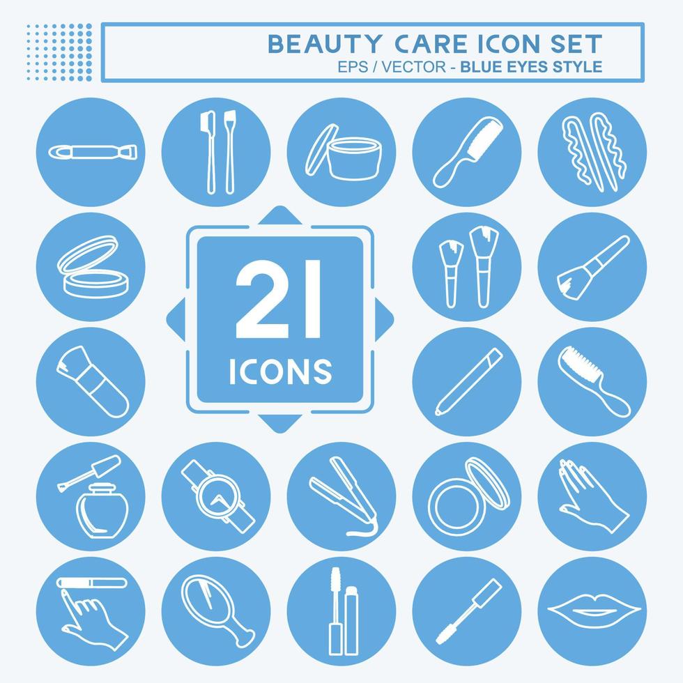 Beauty Care Icon Set. suitable for beauty care symbol. blue eyes style. simple design editable. design template vector. simple symbol illustration vector