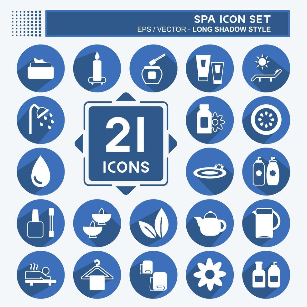 Spa Icon Set. suitable for Spa symbol. long shadow style. simple design editable. design template vector. simple symbol illustration vector