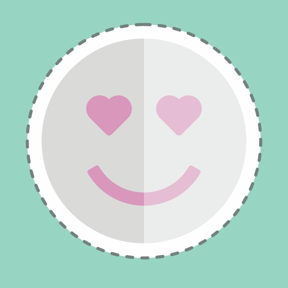 Sticker line cut Emoticon Love. suitable for Emoticon symbol. simple design editable. design template vector. simple symbol illustration vector