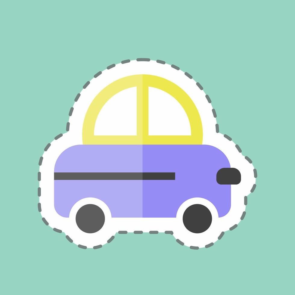 Sticker line cut Toy Car. suitable for Baby symbol. simple design editable. design template vector. simple symbol illustration vector