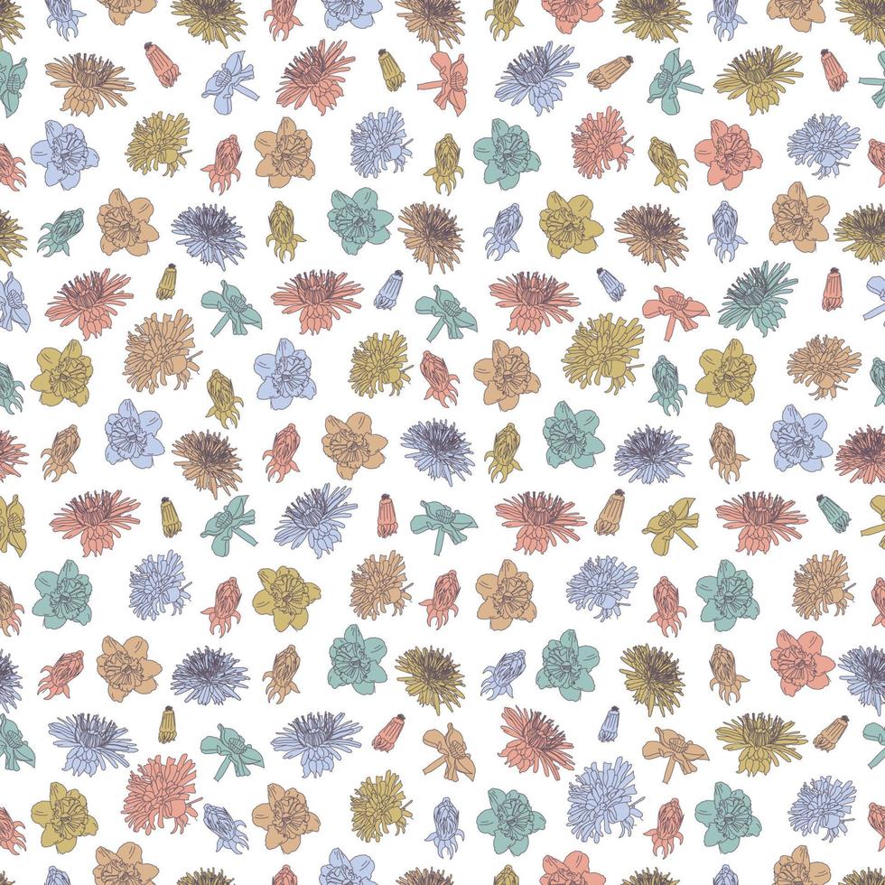 spring Floral botanical seamless pattern background suitable with summer blossom flowers for fashion prints, graphics, backgrounds and crafts vector