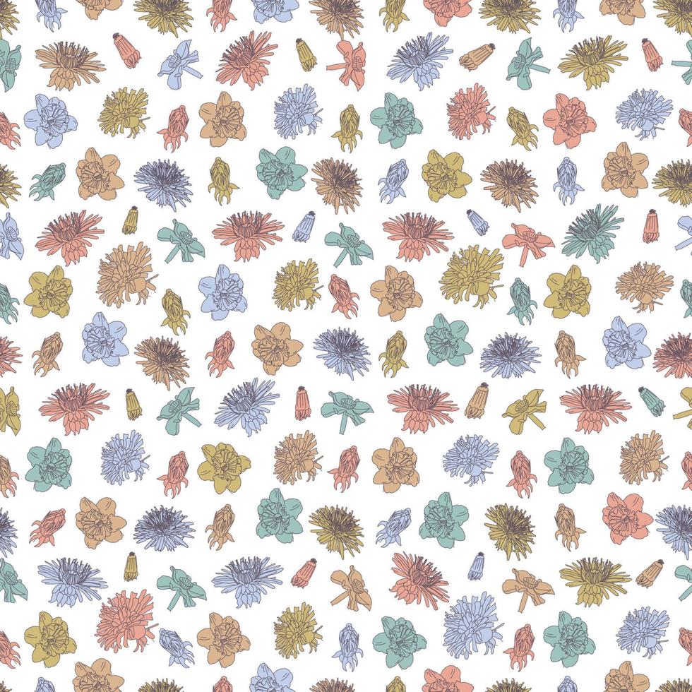 spring Floral botanical seamless pattern background suitable with summer blossom flowers for fashion prints, graphics, backgrounds and crafts vector