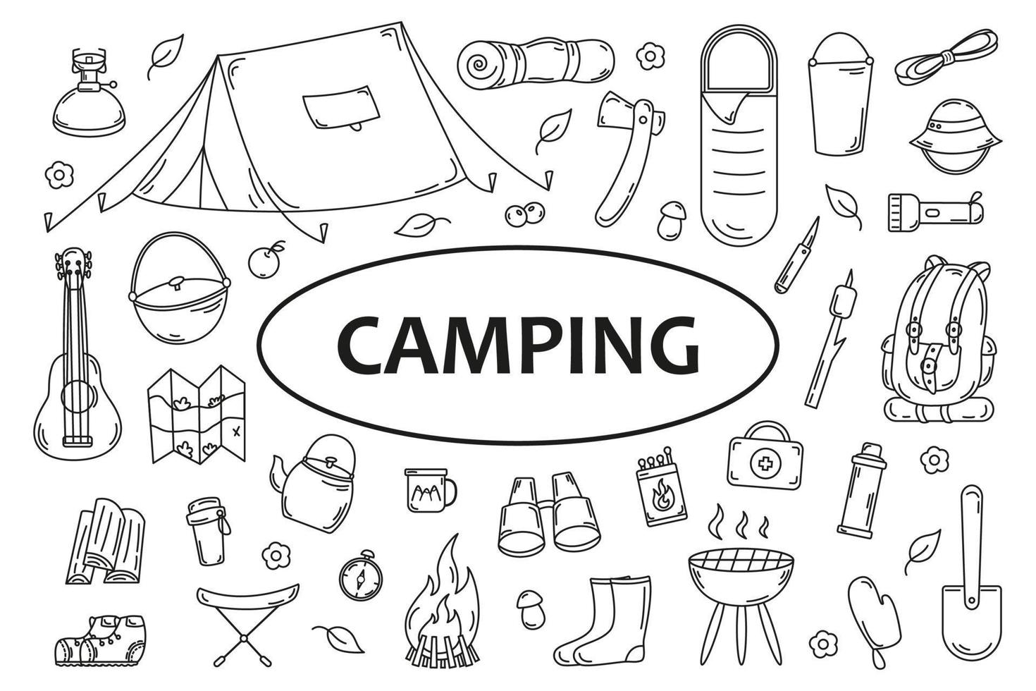 Doodle camping banner vector