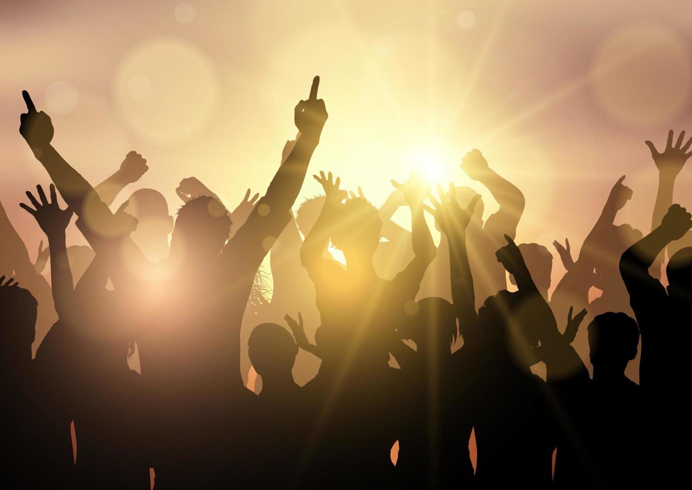 party crowd on sunburst background vector