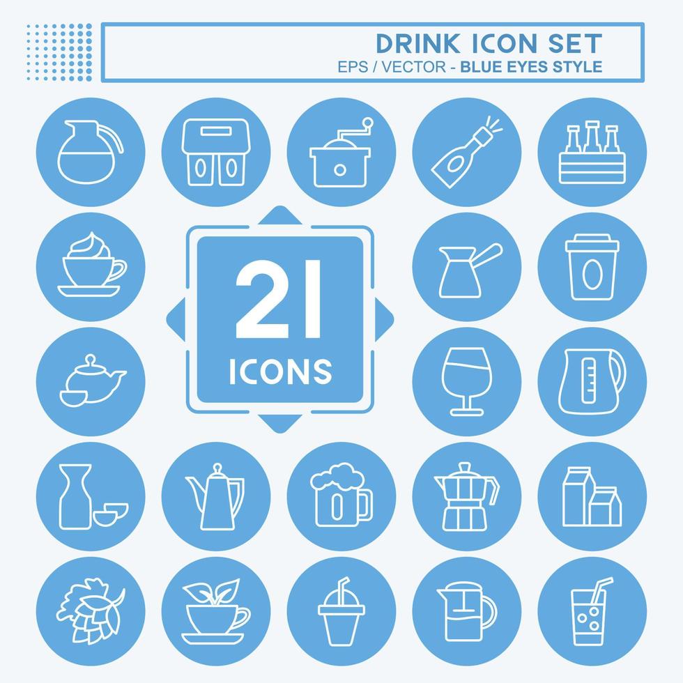 Drink Icon Set. suitable for Food symbol. blue eyes style. simple design editable. design template vector. simple symbol illustration vector