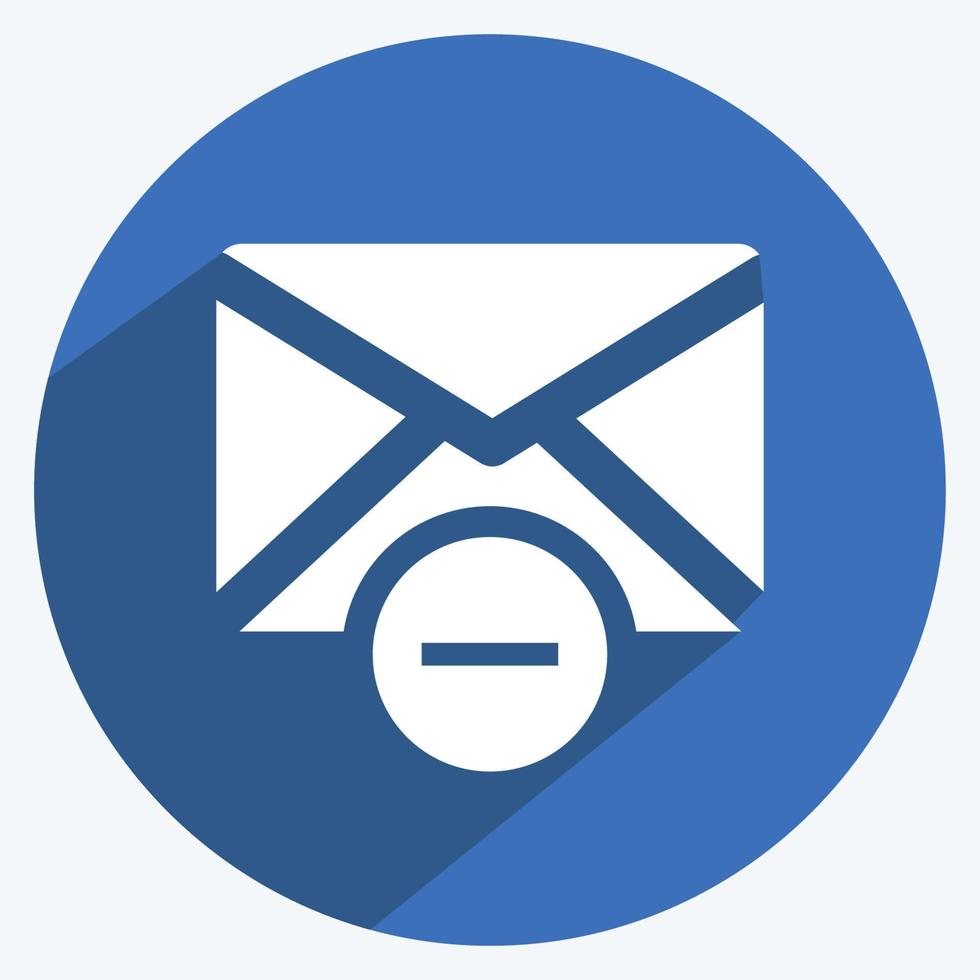 Icon Delete Envelop. suitable for User Interface symbol. long shadow style. simple design editable. design template vector. simple symbol illustration vector