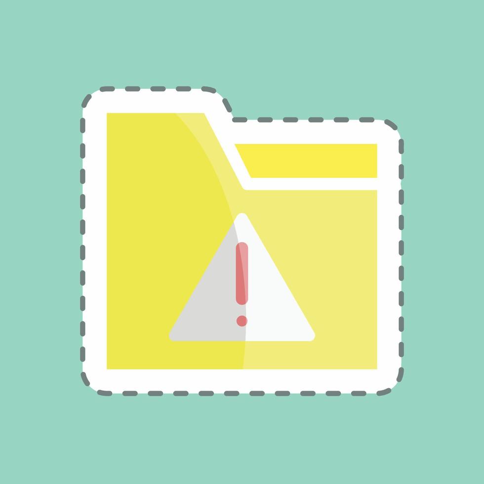 Sticker line cut Warning on Folder. suitable for User Interface symbol. simple design editable. design template vector. simple symbol illustration vector