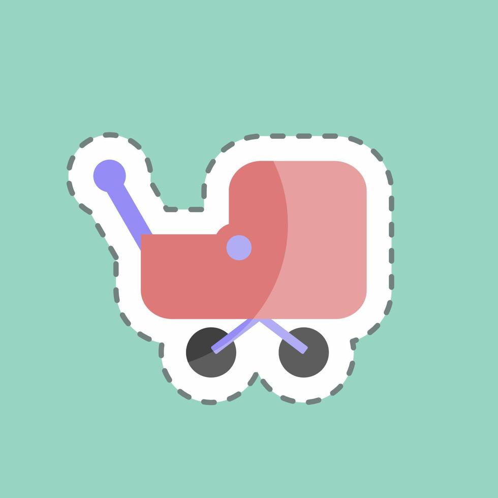 Sticker line cut Stroller 1. suitable for Baby symbol. simple design editable. design template vector. simple symbol illustration vector