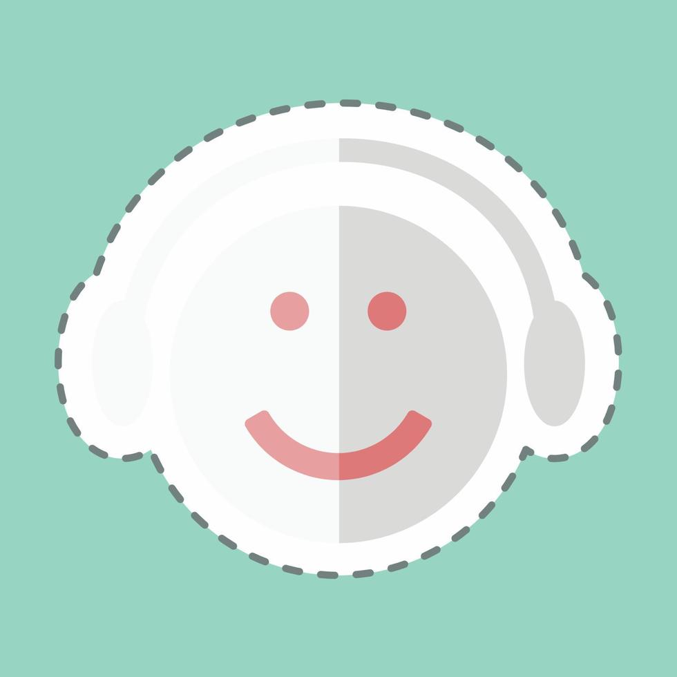 Sticker line cut Emoticon Music Player. suitable for Emoticon symbol. simple design editable. design template vector. simple symbol illustration vector