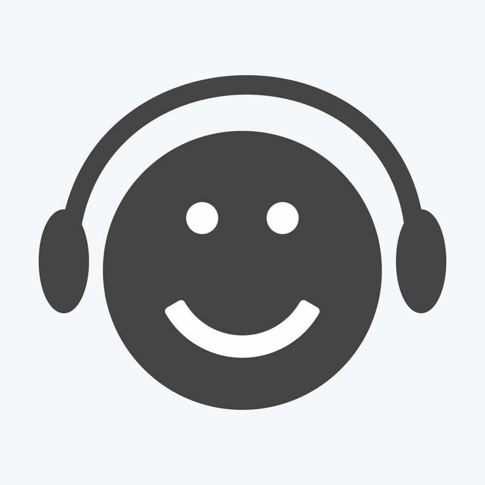 Icon Emoticon Music Player. suitable for Emoticon symbol. glyph style. simple design editable. design template vector. simple symbol illustration vector