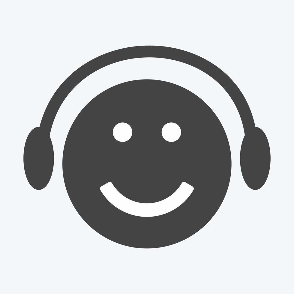 reproductor de música con emoticonos de iconos. adecuado para el símbolo de emoticono. estilo de glifo. diseño simple editable. vector de plantilla de diseño. ilustración de símbolo simple