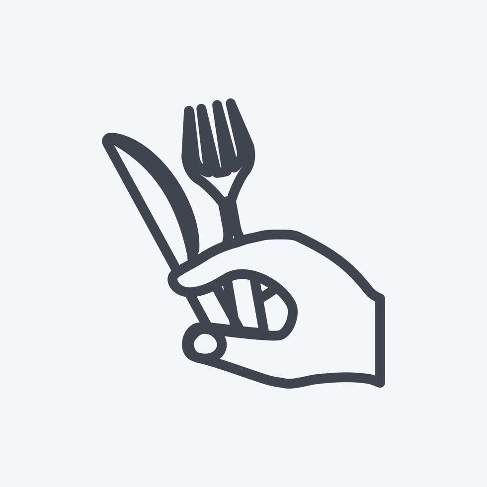 icono con tenedor y cuchillo. adecuado para el símbolo de acciones manuales. estilo de línea diseño simple editable. vector de plantilla de diseño. ilustración de símbolo simple