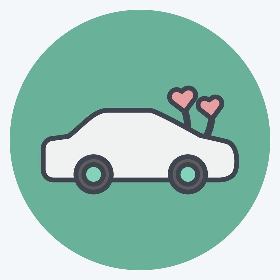 Icon Decorated Car. suitable for Wedding symbol. color mate style. simple design editable. design template vector. simple symbol illustration vector