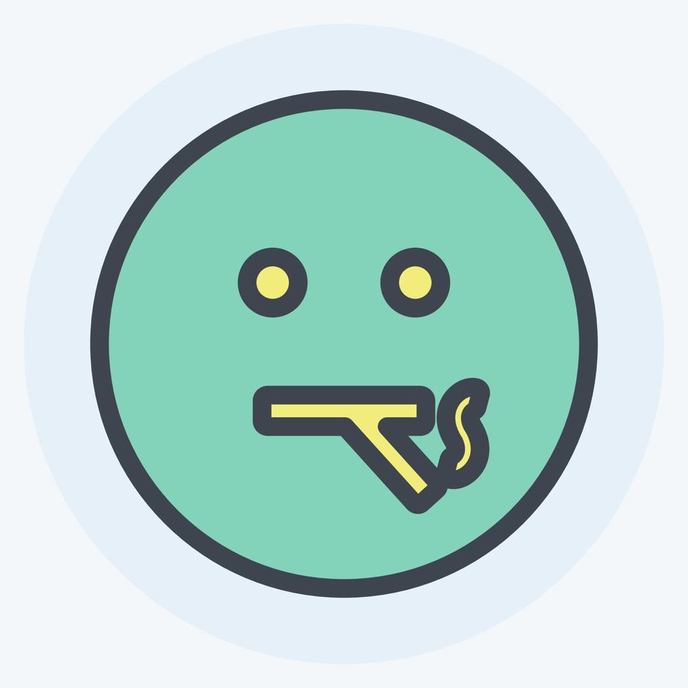 Icon Emoticon Smoking. suitable for Emoticon symbol. color mate style. simple design editable. design template vector. simple symbol illustration vector