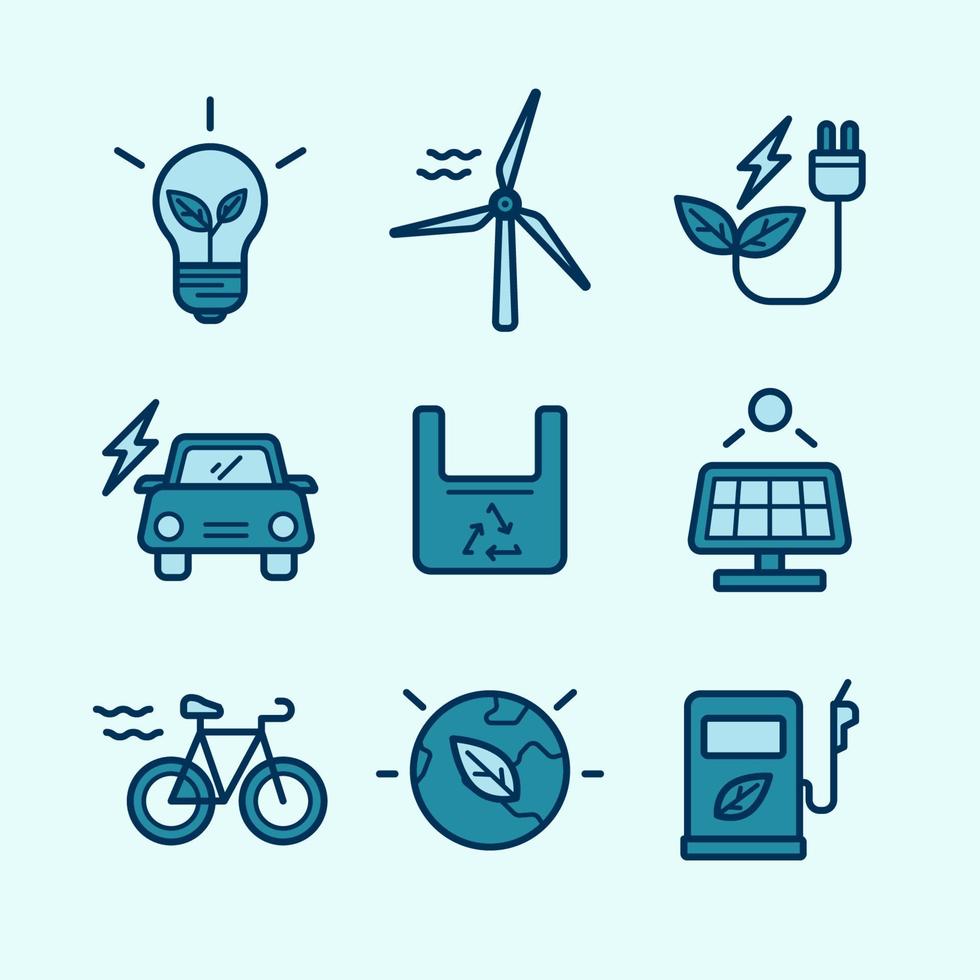 conjunto de iconos de tecnología verde vector