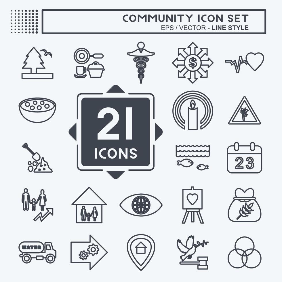 Community Icon Set. suitable for Education symbol. line style. simple design editable. design template vector. simple symbol illustration vector