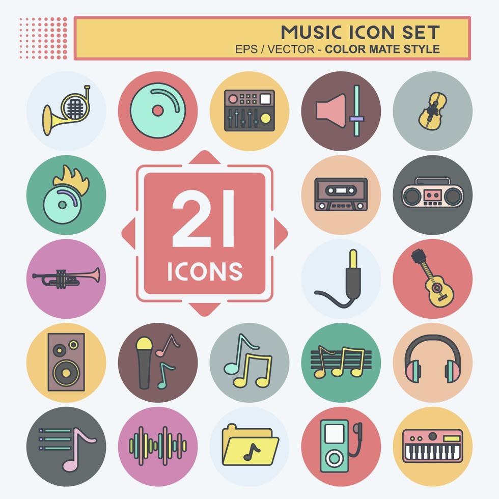 Music Icon Set. suitable for education symbol. color mate style. simple design editable. design template vector. simple symbol illustration vector