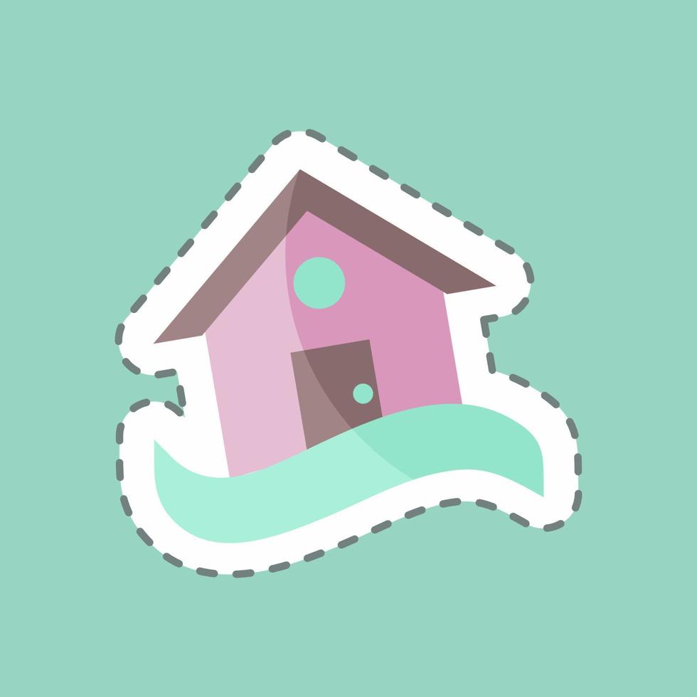 Sticker line cut House in Flood. suitable for disasters symbol. color mate style. simple design editable. design template vector. simple symbol illustration vector