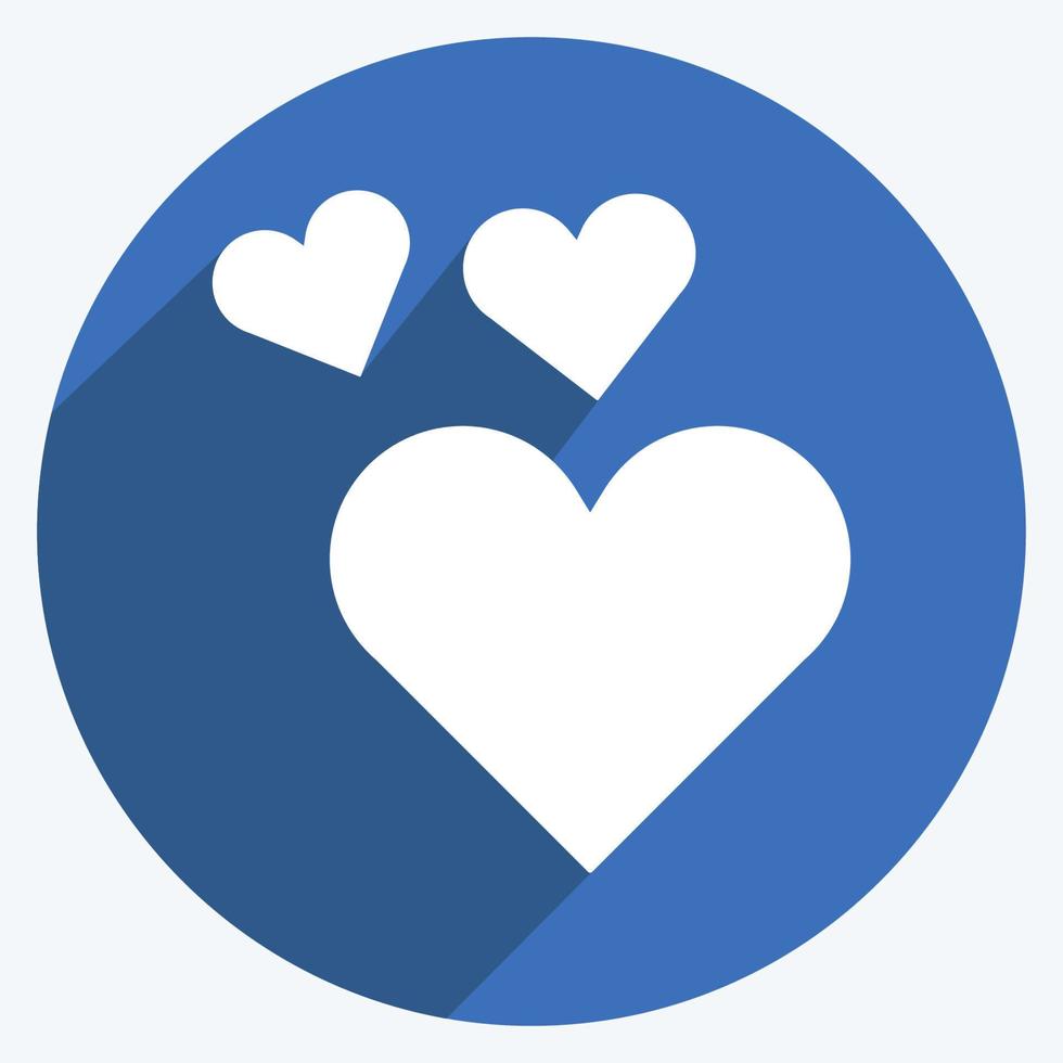 Icon Two hearts. suitable for Wedding symbol. long shadow style. simple design editable. design template vector. simple symbol illustration vector
