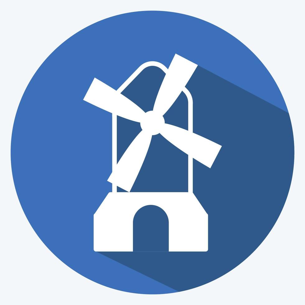 Icon Windmill. suitable for Garden symbol. long shadow style. simple design editable. design template vector. simple symbol illustration vector