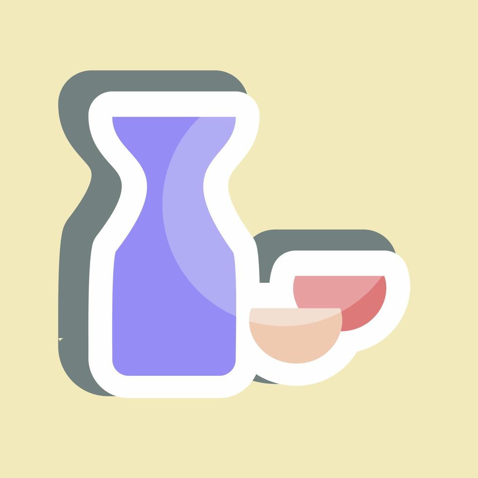 Sticker Rice Wine Sake. suitable for Drink symbol. simple design editable. design template vector. simple symbol illustration vector