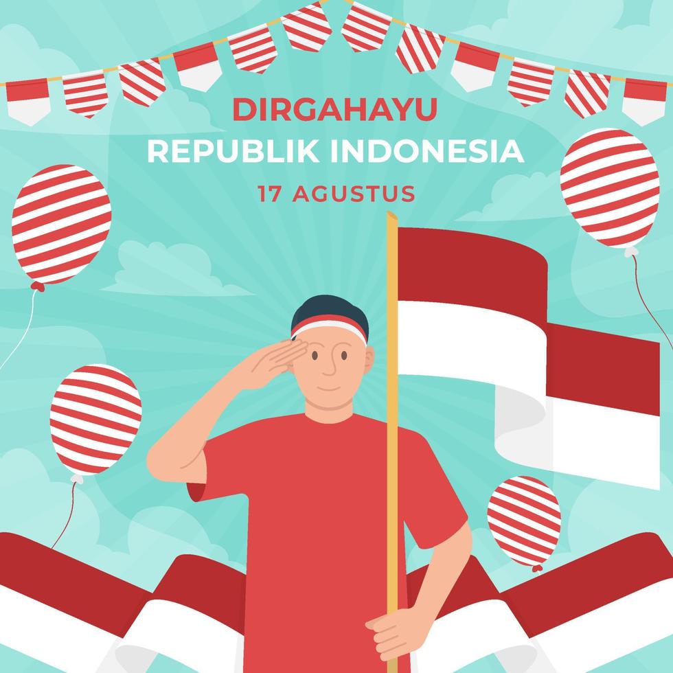 Indonesia Independence Day Poster Template vector