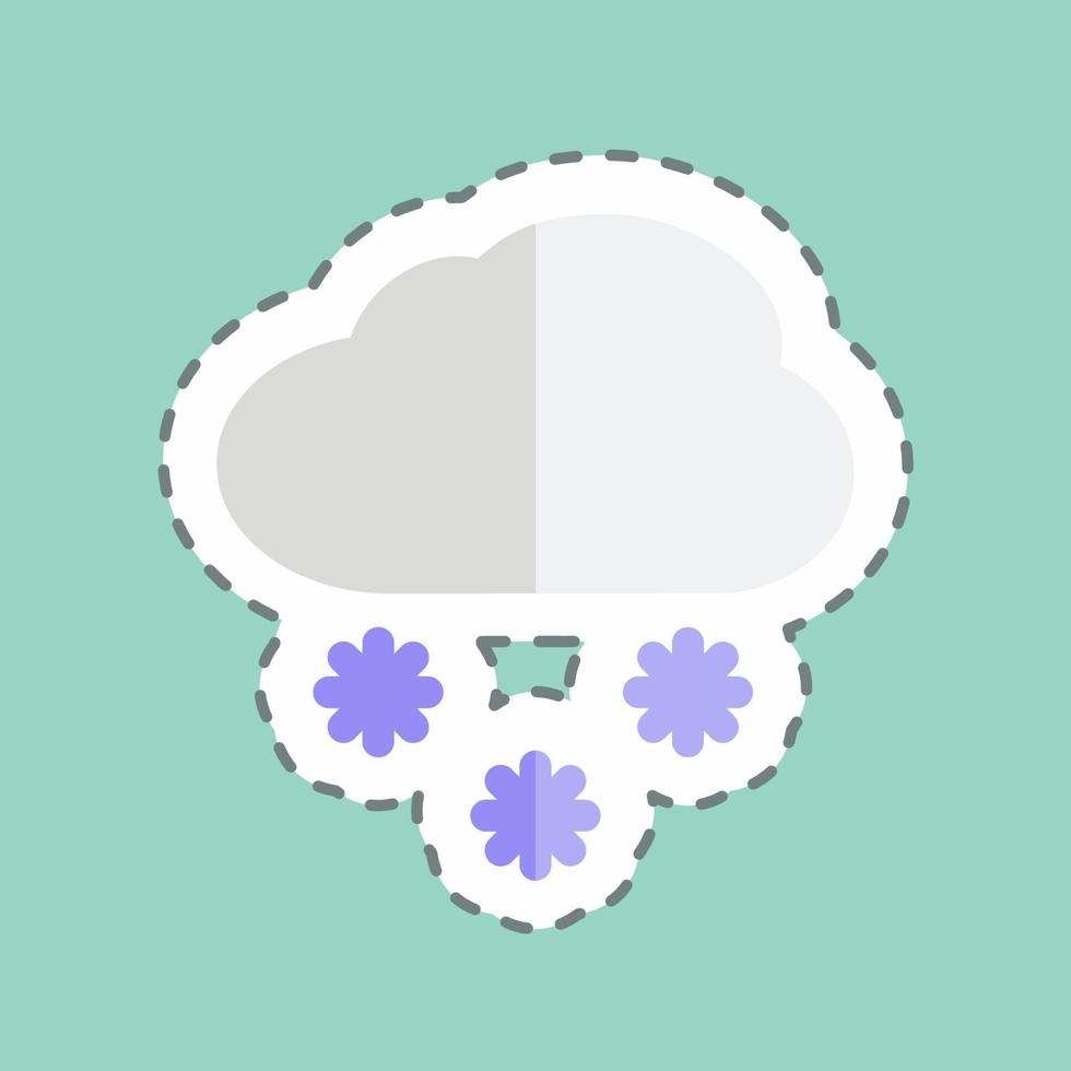 pegatina línea cortada nevando. adecuado para el símbolo de desastres. estilo compañero de color. diseño simple editable. vector de plantilla de diseño. ilustración de símbolo simple