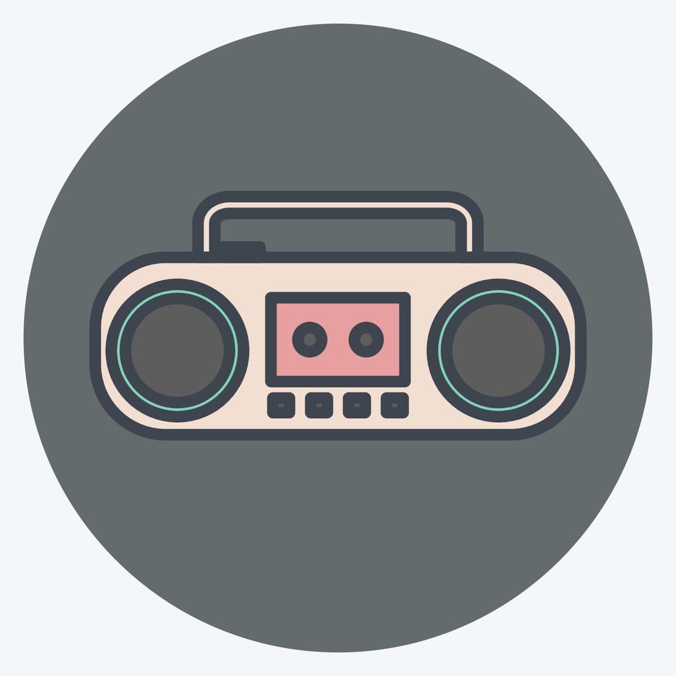 icono de reproductor de casetes. adecuado para el símbolo de la música. estilo compañero de color. diseño simple editable. vector de plantilla de diseño. ilustración de símbolo simple