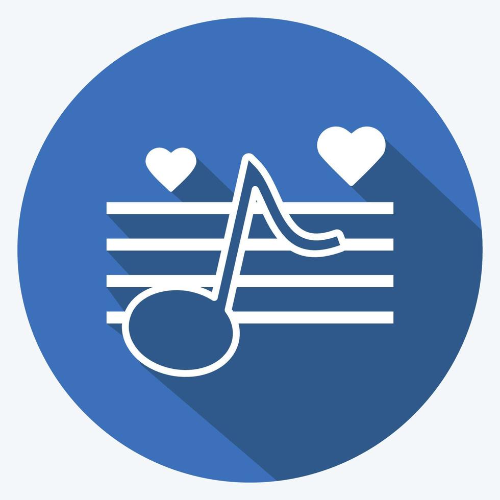 Icon Wedding Music. suitable for Wedding symbol. long shadow style. simple design editable. design template vector. simple symbol illustration vector