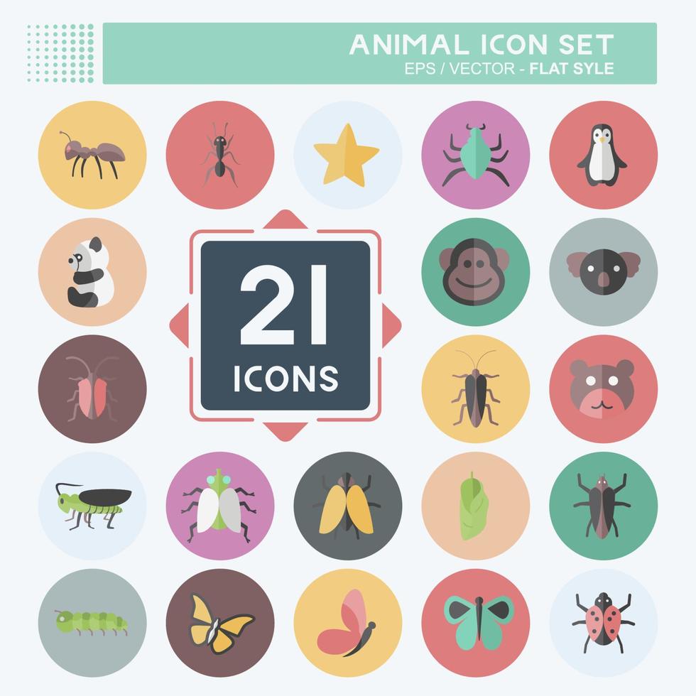 Animal Icon Set. suitable for Animal symbol. flat style. simple design editable. design template vector. simple symbol illustration vector
