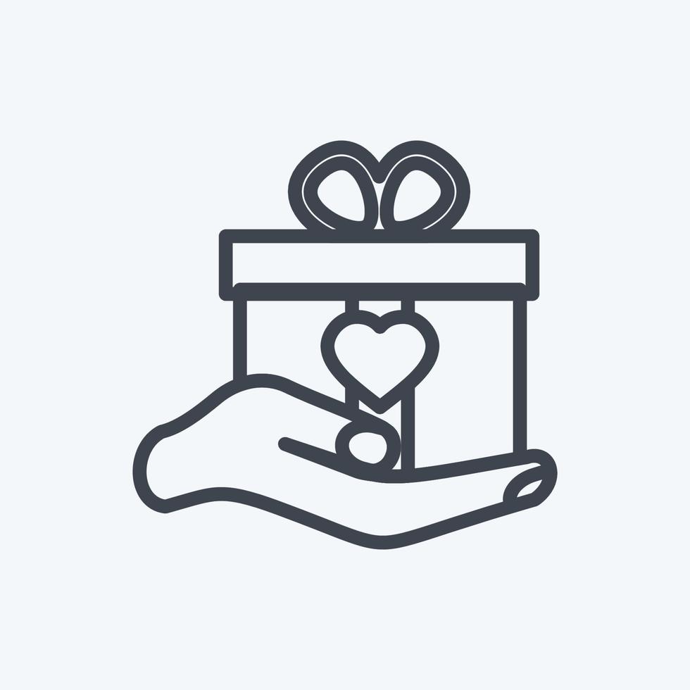 Icon Holding Gift. suitable for Hand Actions symbol. line style. simple design editable. design template vector. simple symbol illustration vector