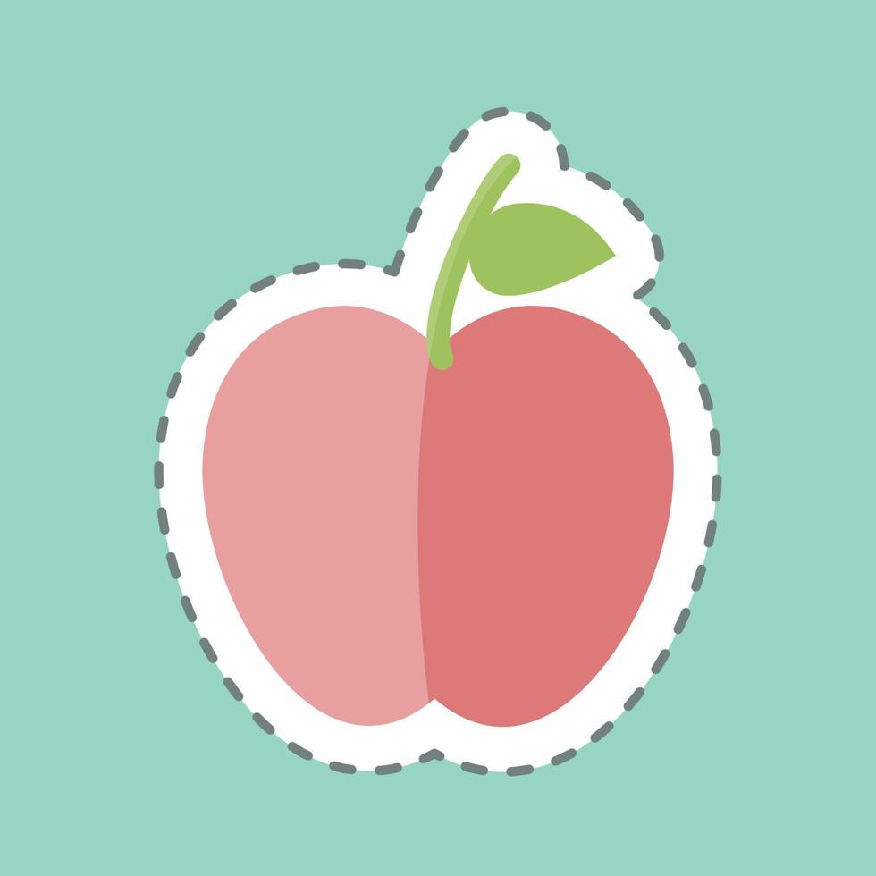manzanas cortadas en línea adhesiva. adecuado para el símbolo del jardín. diseño simple editable. vector de plantilla de diseño. ilustración de símbolo simple
