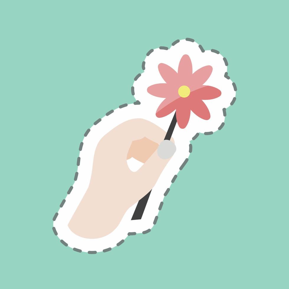 Sticker line cut Holding Flower. suitable for Hand Actions symbol. simple design editable. design template vector. simple symbol illustration vector