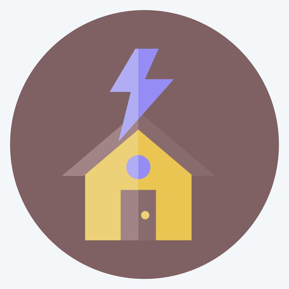 Icon Lightning Striking House. suitable for disasters symbol. flat style. simple design editable. design template vector. simple symbol illustration vector