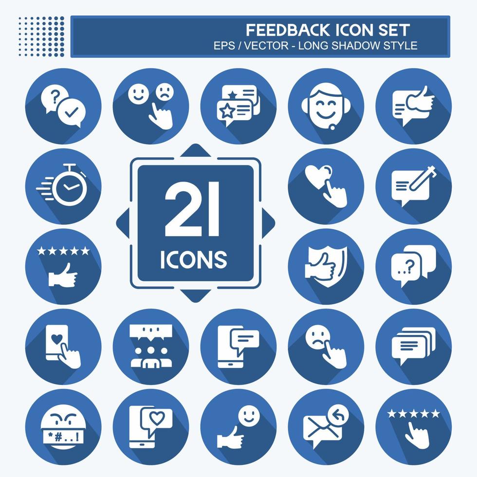 Feedback Icon Set. suitable for Web Interface symbol. Long Shadow Style. simple design editable. design template vector. simple symbol illustration vector