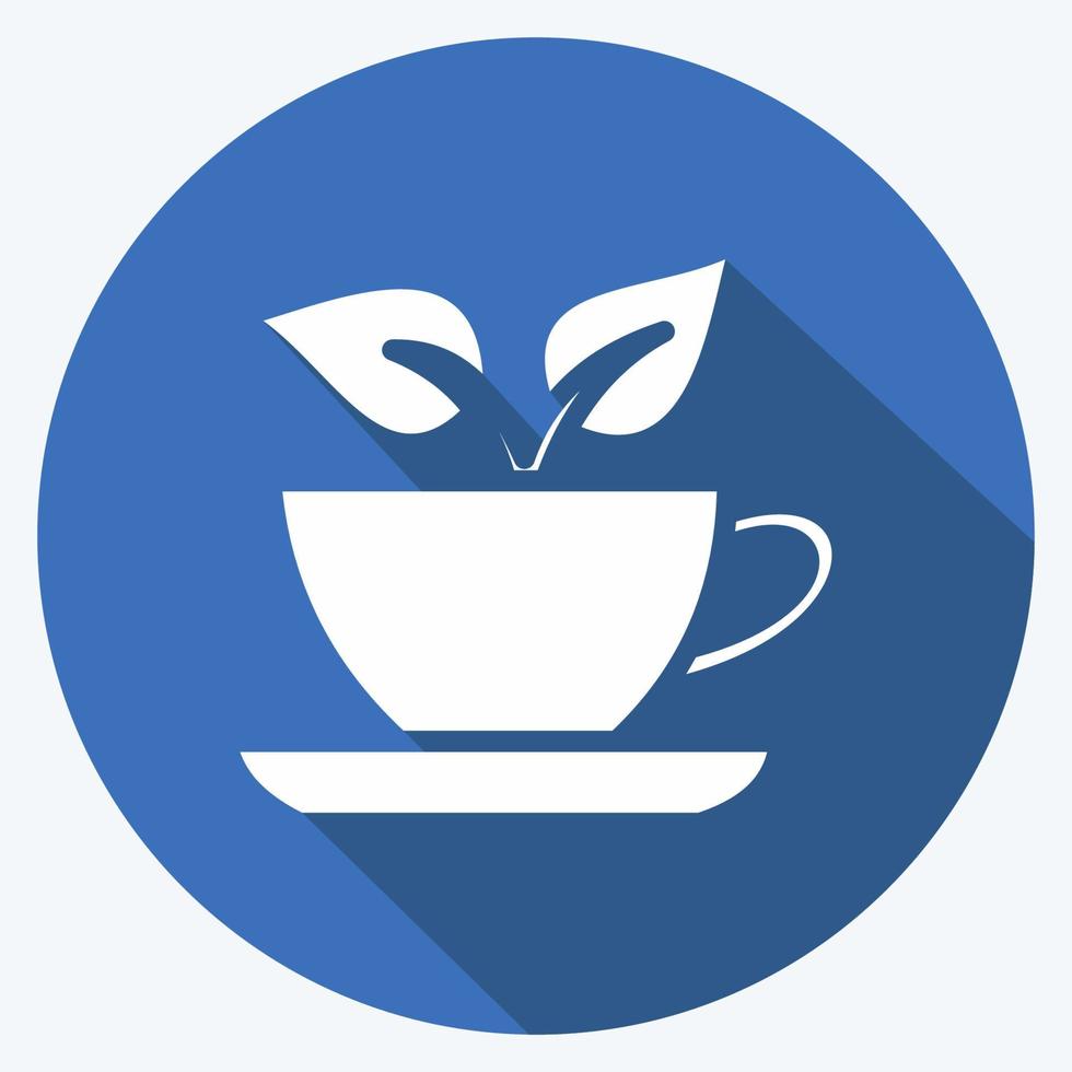Icon Green Tea. suitable for Drink symbol. long shadow style. simple design editable. design template vector. simple symbol illustration vector