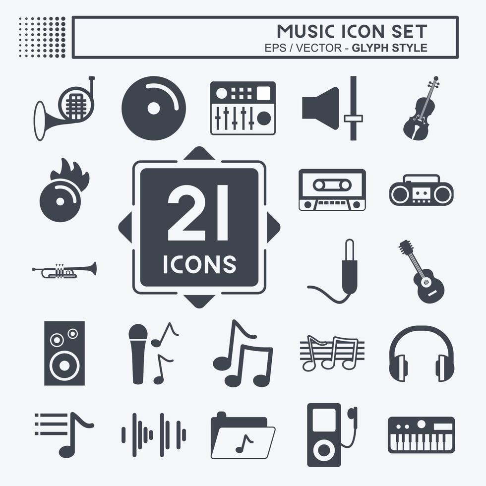 Music Icon Set. suitable for education symbol. glyph style. simple design editable. design template vector. simple symbol illustration vector