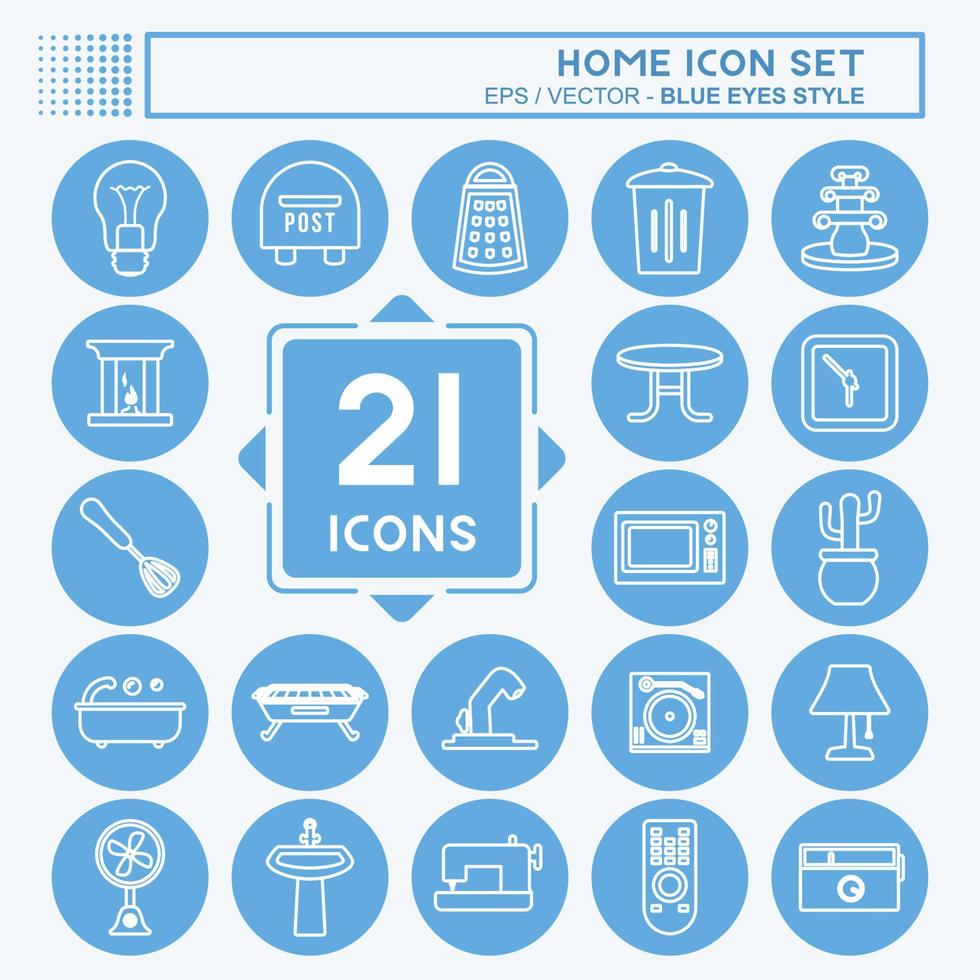Home Icon Set. suitable for Education symbol. blue eyes style. simple design editable. design template vector. simple symbol illustration vector