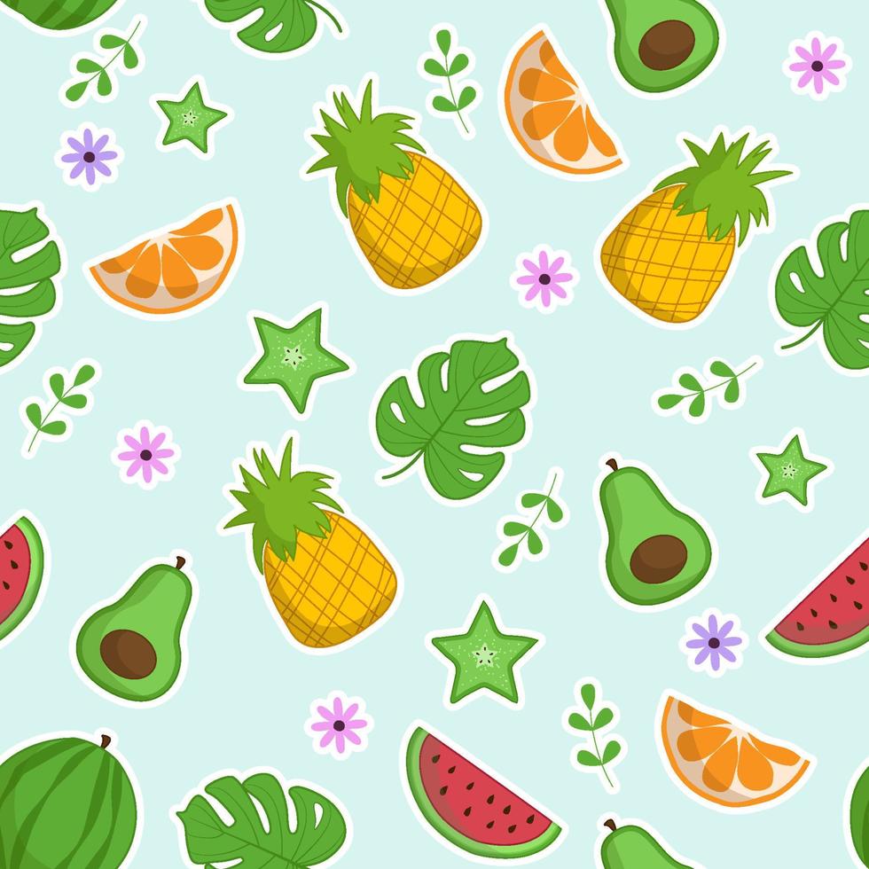 Tropical Fruits Seamless Pattern vector