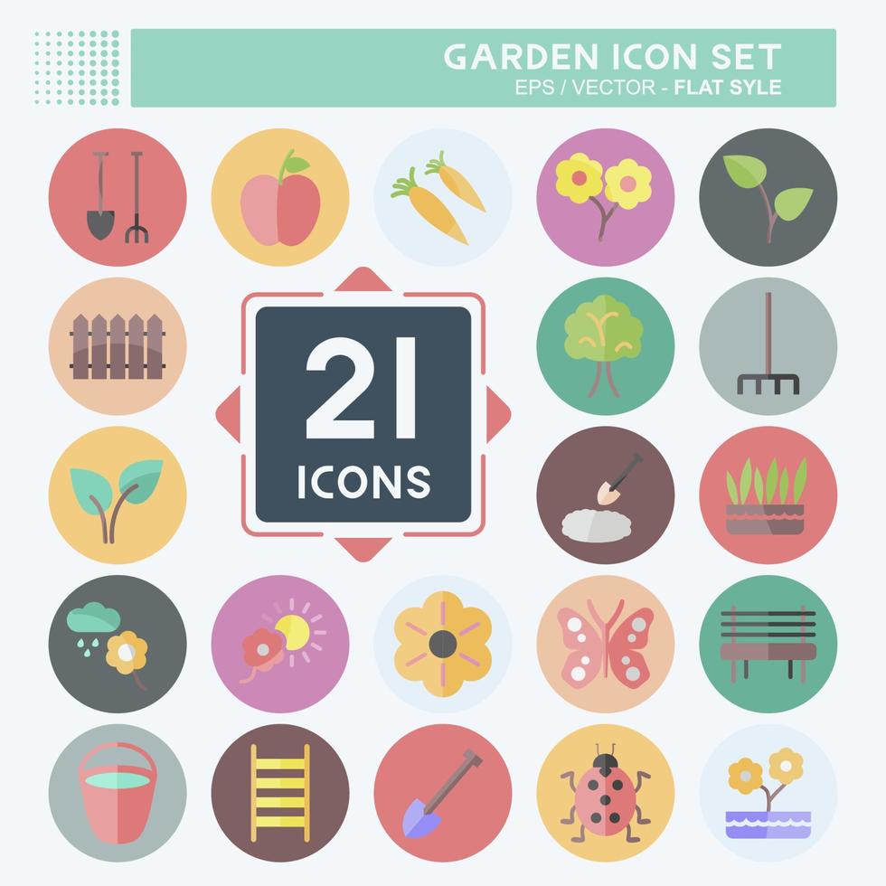 conjunto de iconos de jardín. adecuado para el símbolo del jardín. estilo plano diseño simple editable. vector de plantilla de diseño. ilustración de símbolo simple