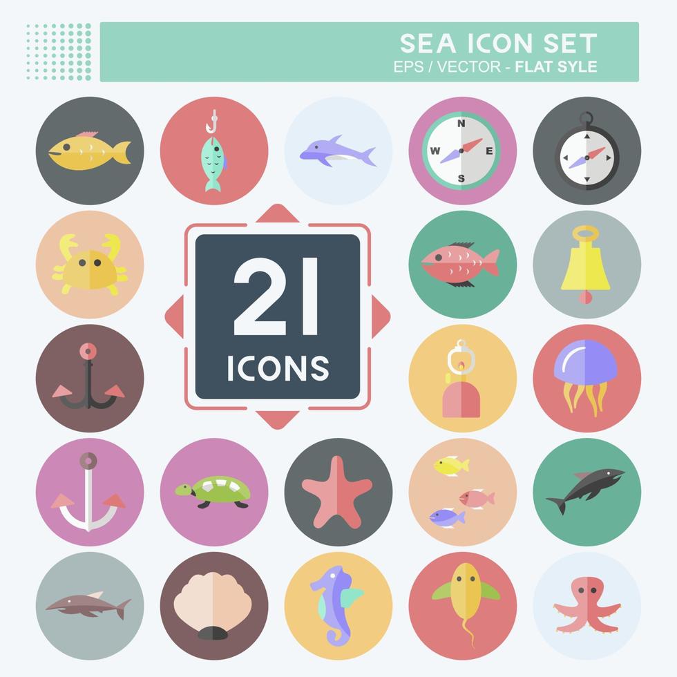 Sea Icon Set. suitable for Education symbol. flat style. simple design editable. design template vector. simple symbol illustration vector