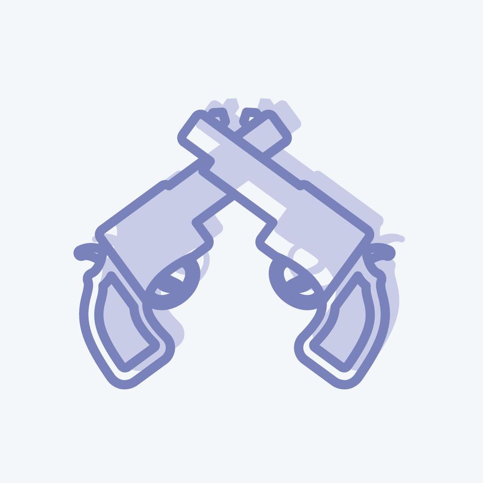 icono dos pistolas. adecuado para el símbolo del salvaje oeste. estilo de dos tonos. diseño simple editable. vector de plantilla de diseño. ilustración de símbolo simple