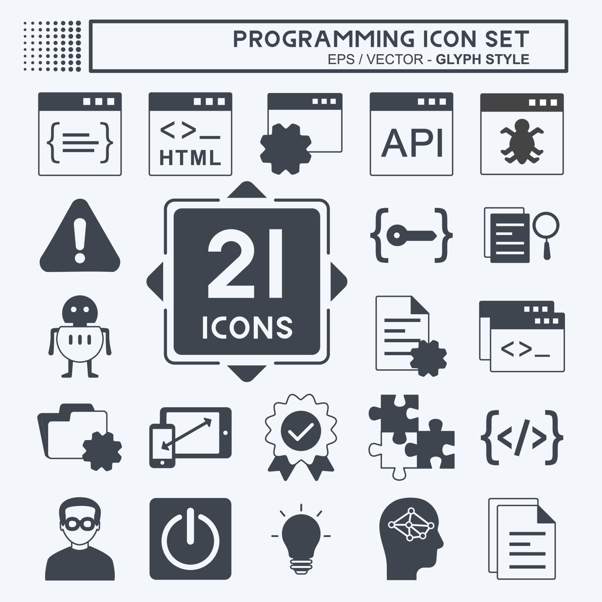 Programming Icon Set. suitable for Programming symbol. glyph style ...