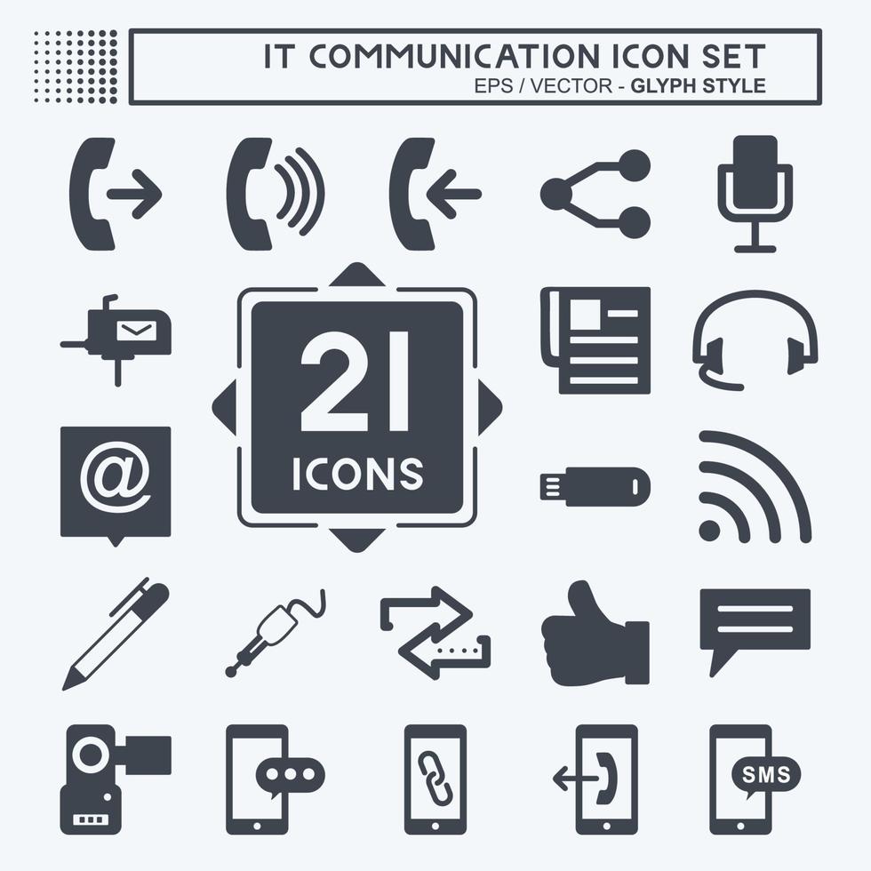 IT Communication Icon Set. suitable for Education symbol. glyph style. simple design editable. design template vector. simple symbol illustration vector